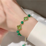 Green Stone Bracelet Crystal Flower Bracelet Women's Birthday Gift