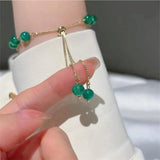 Green Stone Bracelet Crystal Flower Bracelet Women's Birthday Gift