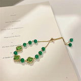 Green Stone Bracelet Crystal Flower Bracelet Women's Birthday Gift