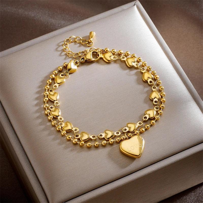 316L Stainless Steel Bracelet LOVE Heart Accessories for Women