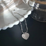 Frosted Love Heart Bracelet for Women Bead Chain Jewelry