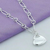 925 Stamp Silver Heart Love Bracelet Charm Chain 8inch