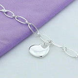 925 Stamp Silver Heart Love Bracelet Charm Chain 8inch