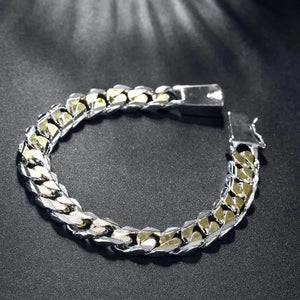 925 Silver Bracelet Square Buckle Chain Wedding Party Jewelry