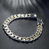 925 Silver Bracelet Square Buckle Chain Wedding Party Jewelry