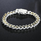 925 Silver Bracelet Square Buckle Chain Wedding Party Jewelry