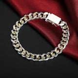 925 Silver Bracelet Square Buckle Chain Wedding Party Jewelry