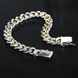 925 Silver Bracelet Square Buckle Chain Wedding Party Jewelry