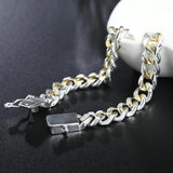 925 Silver Bracelet Square Buckle Chain Wedding Party Jewelry