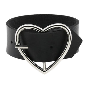 Leather Heart Bracelet Goth Cuff Gothic Rivet Buckle Wristband