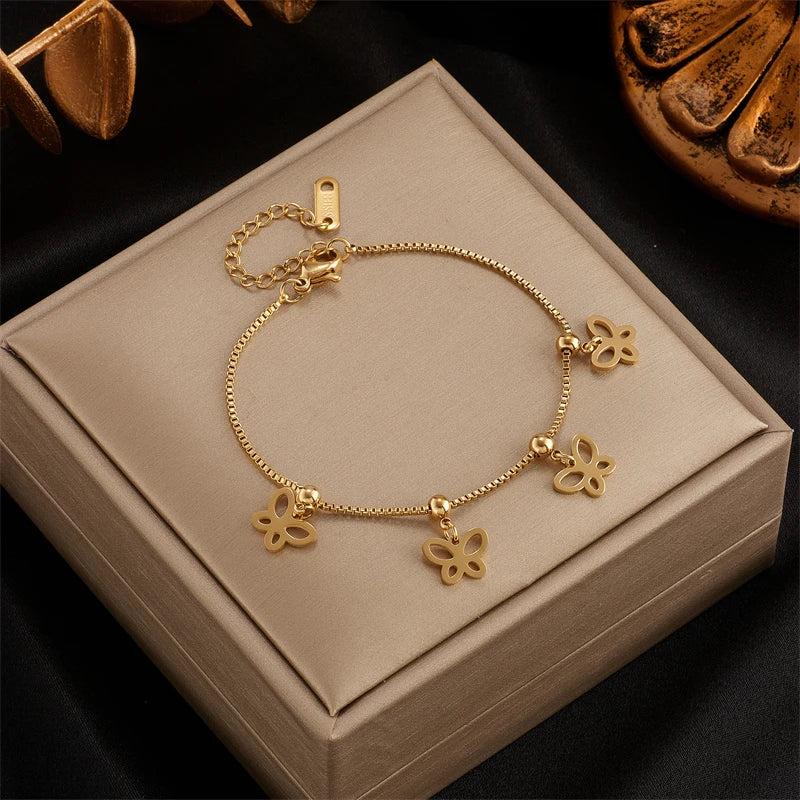 316L Stainless Steel Women Bracelet Butterfly Style Hollow Out Women's Bracelet