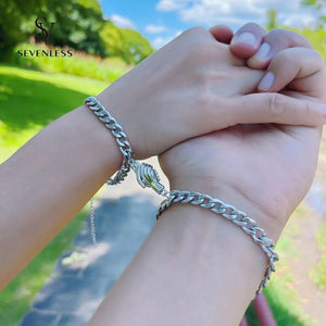 2pcs/set Handshake Magnet Couple Bracelet Friendship Charm Jewelry