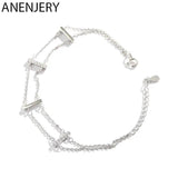 Double Layer Silver Bracelet Engagement Wedding Jewelry Gift