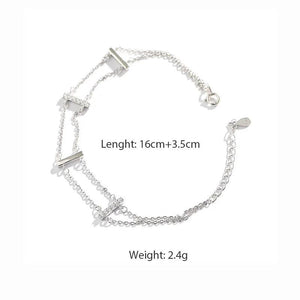 Double Layer Silver Bracelet Engagement Wedding Jewelry Gift