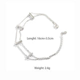 Double Layer Silver Bracelet Engagement Wedding Jewelry Gift