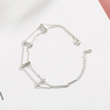 Double Layer Silver Bracelet Engagement Wedding Jewelry Gift
