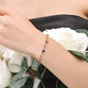Colorful Zircon Clover Bracelet Double Layer Rose Jewelry