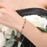 Colorful Zircon Clover Bracelet Double Layer Rose Jewelry