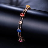 Colorful Zircon Clover Bracelet Double Layer Rose Jewelry