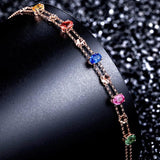 Colorful Zircon Clover Bracelet Double Layer Rose Jewelry