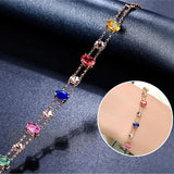 Colorful Zircon Clover Bracelet Double Layer Rose Jewelry