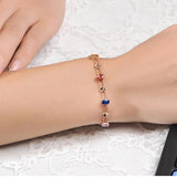 Colorful Zircon Clover Bracelet Double Layer Rose Jewelry