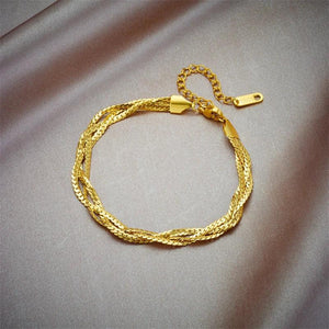 316L Stainless Steel 3in1 Chains Bracelet For Women Girl