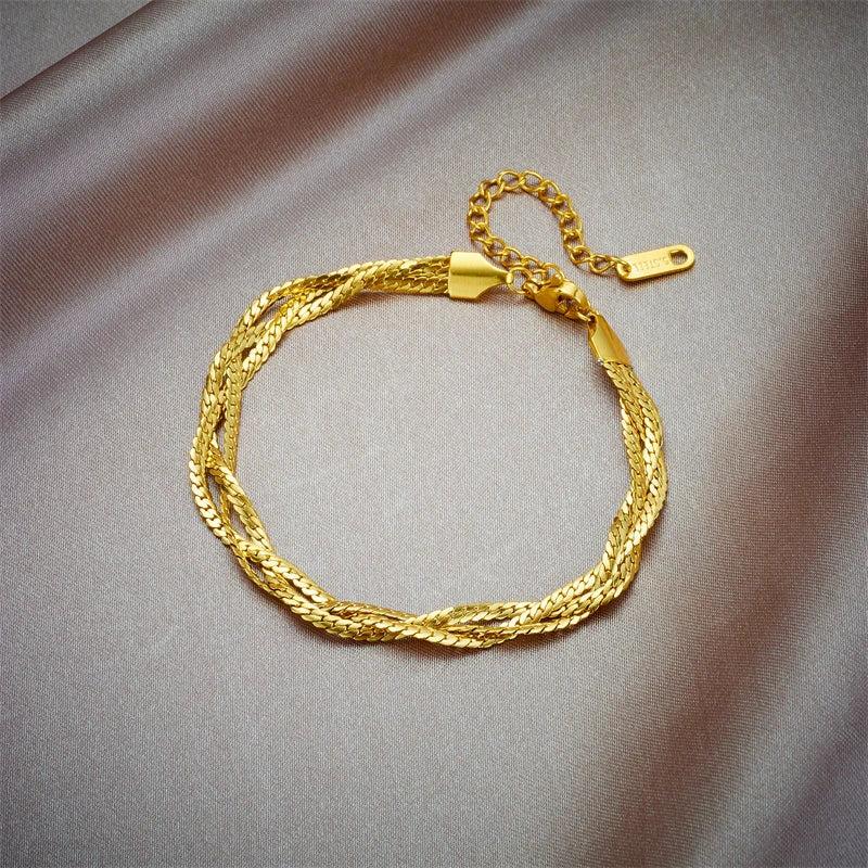 316L Stainless Steel 3in1 Chains Bracelet For Women Girl