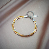 316L Stainless Steel 3in1 Chains Bracelet For Women Girl