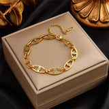 Stainless Steel Oval Chain Bracelet for Women