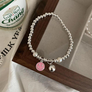 Colorful Smiley Face Beaded Pearl Bracelet Women Elastic Rope Girls Party