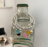 Colorful Smiley Face Beaded Pearl Bracelet Women Elastic Rope Girls Party
