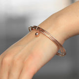 Women Girls 585 Rose Triple Layered Bells Charm Bracelets Hand Jewelry Gift