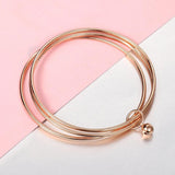 Women Girls 585 Rose Triple Layered Bells Charm Bracelets Hand Jewelry Gift
