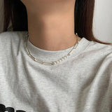 Silver Splicing Chain Bracelets for Women with Pearl Charm