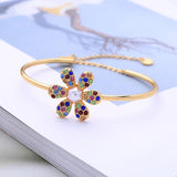 Zircon Flower Brass Chain Bracelet for Women
