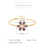 Zircon Flower Brass Chain Bracelet for Women