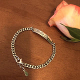 Thai Silver Smiling Face Bracelet Lock Chain Square Jewelry S-B347