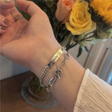 Thai Silver Smiling Face Bracelet Lock Chain Square Jewelry S-B347