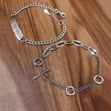 Thai Silver Smiling Face Bracelet Lock Chain Square Jewelry S-B347