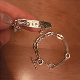 Thai Silver Smiling Face Bracelet Lock Chain Square Jewelry S-B347