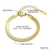 6mm 4mm Herringbone Chain Bracelet for Women, Flat Snake Chain Bracelet