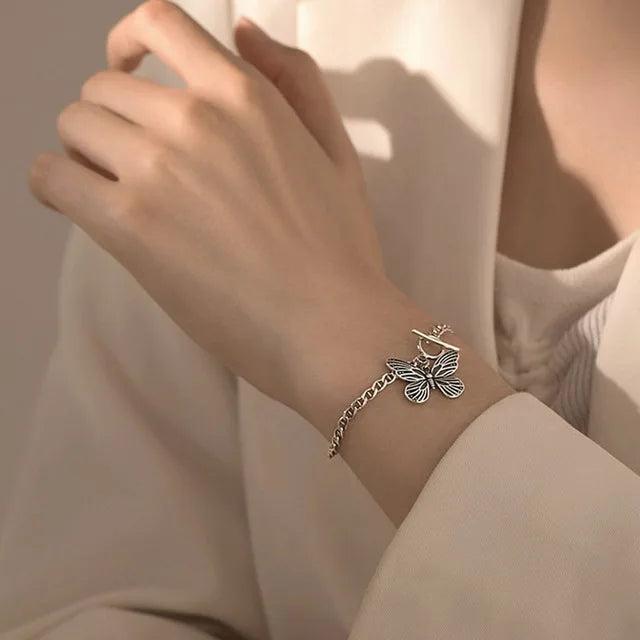 Silver Butterfly Bracelet for Women, OT Buckle Party Jewelry