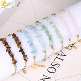 CSJA Natural Stone Chip Beads Crystal Bracelet Stainless Steel Jewelry Healing