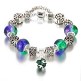 Vintage Silver Charm Glass Bracelets For Women Crystal Beads Bracelets & Bangles
