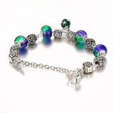 Vintage Silver Charm Glass Bracelets For Women Crystal Beads Bracelets & Bangles