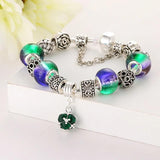 Vintage Silver Charm Glass Bracelets For Women Crystal Beads Bracelets & Bangles