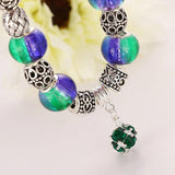 Vintage Silver Charm Glass Bracelets For Women Crystal Beads Bracelets & Bangles