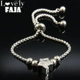 Stainless Steel Charm Bracelet Silver Bead Bangle Jewelry B18267