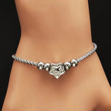 Stainless Steel Charm Bracelet Silver Bead Bangle Jewelry B18267